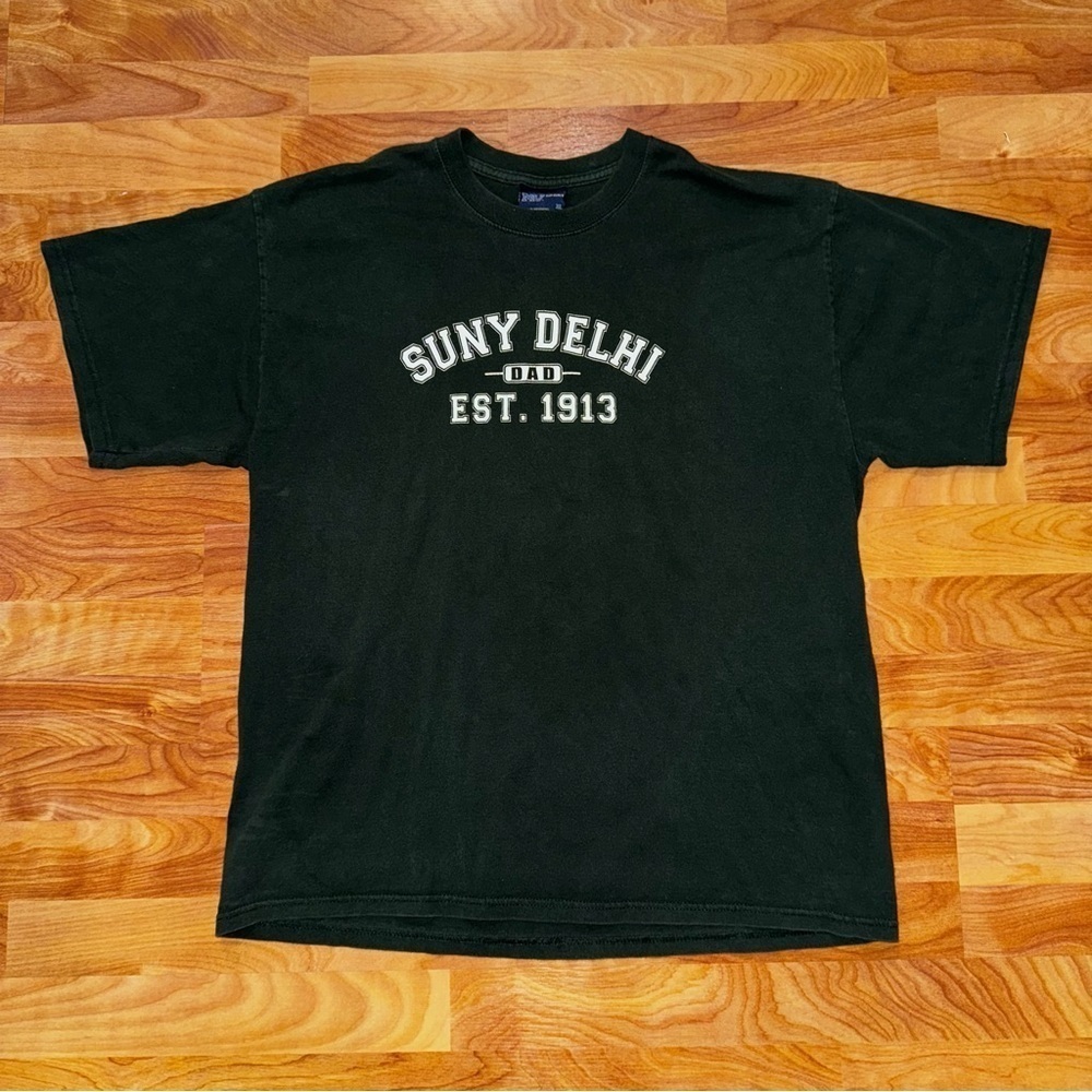 Vtg SUNY Delhi DAD T Shirt Green Mens Size XL Preshrunk 100% Cotton Fathers Day
